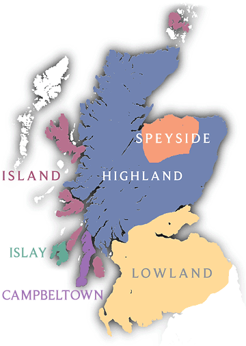 В каких регионах Шотландии производят виски