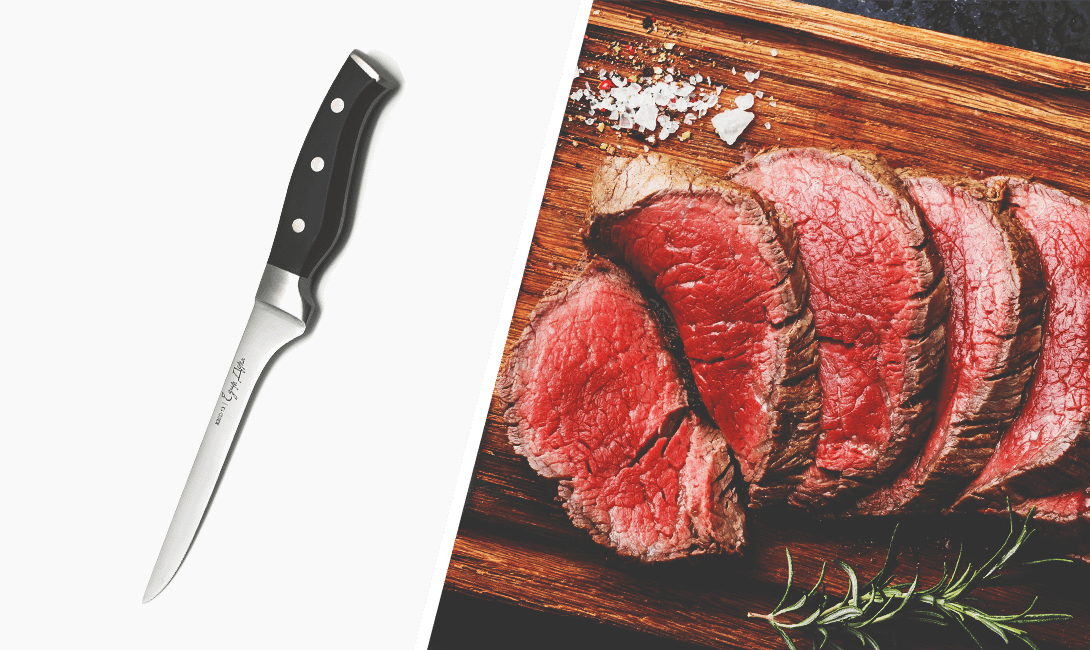 Обвалочный нож для обвалки мяса - срезания филейной части с костей.